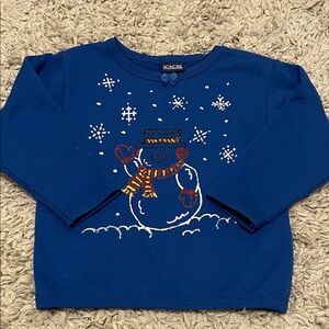 Vintage 1990’s Honors Blue Snowman Top, Made in U.S.A, Size 4T
